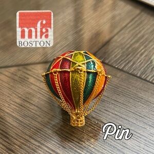 Vintage MFA Museum of Fine Arts Enamel Hot Air Balloon Dangle Basket Brooch